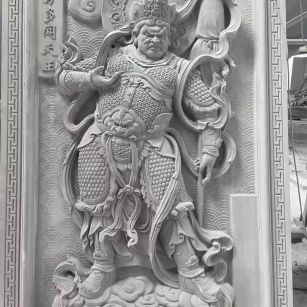 上饶 芝麻灰花岗岩人物雕刻——多闻天王