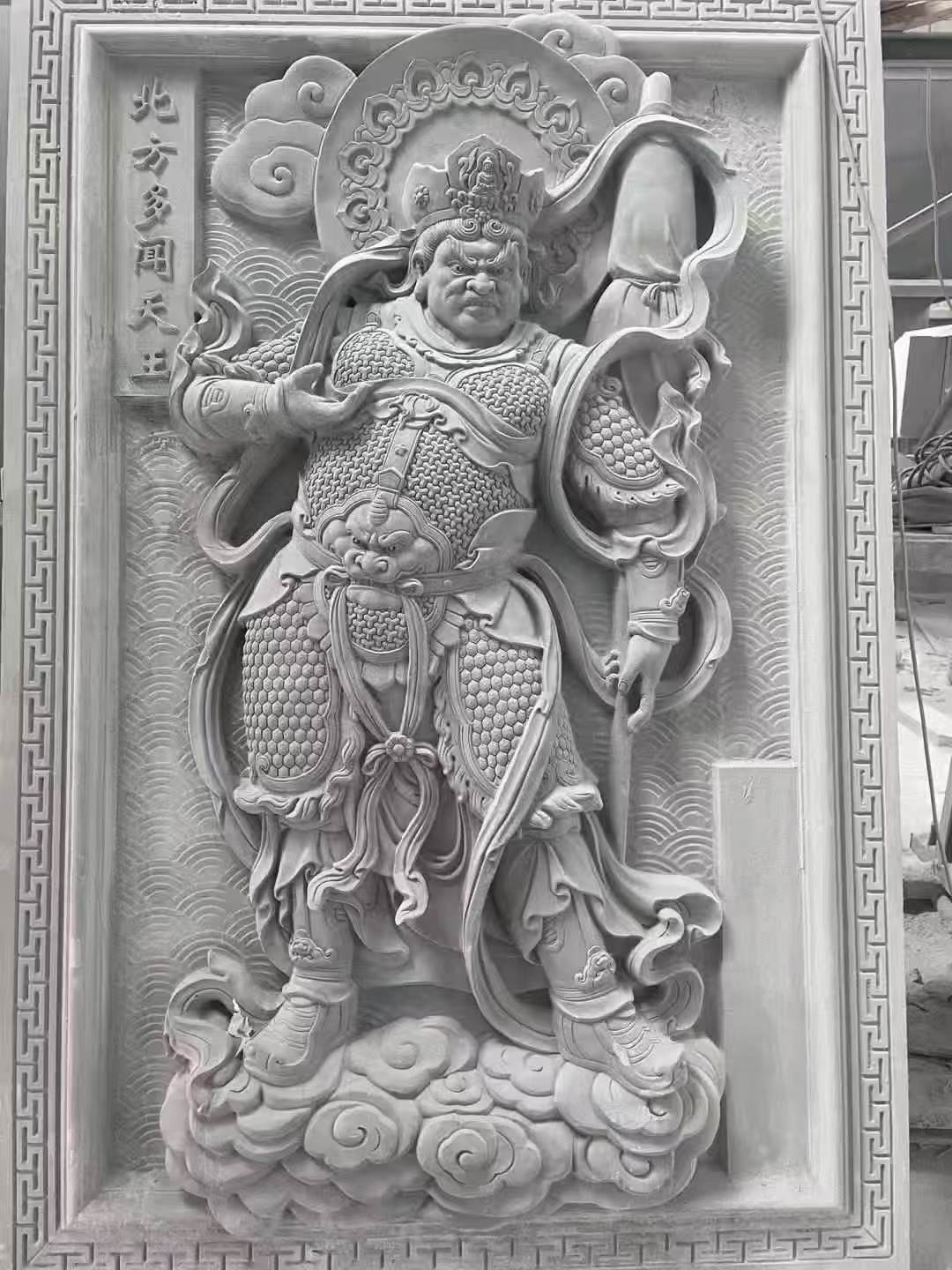 上饶 芝麻灰花岗岩人物雕刻——多闻天王